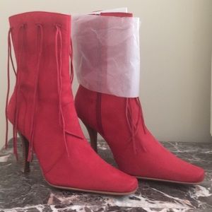 Red Suede 4” Mid-Calf Boots